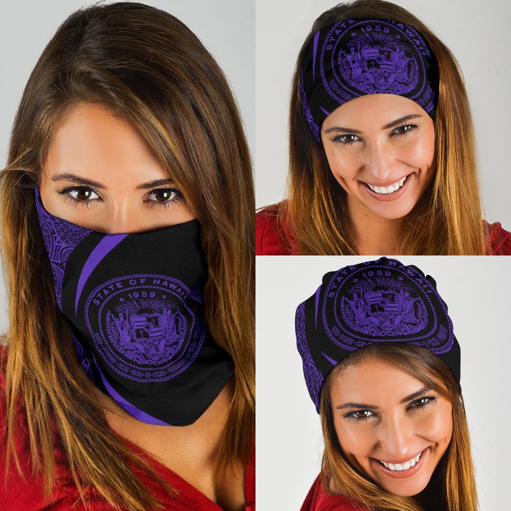 Hawaiian Bandana Coat Of Arm Polynesian Bandana 3-Pack - Circle Style Purple Purple One Size - Polynesian Pride