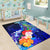 Cook Islands Area Rug - Humpback Whale with Tropical Flowers (Blue) - Polynesian Pride