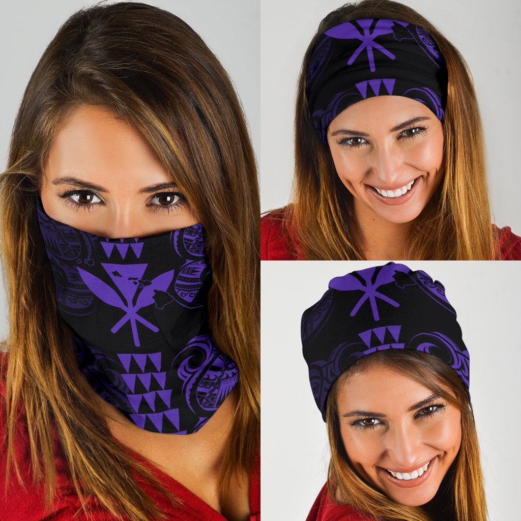 Hawaii Kanaka Kakau Polynesia Bandana 3 - Pack - Purple One Size Black - Polynesian Pride