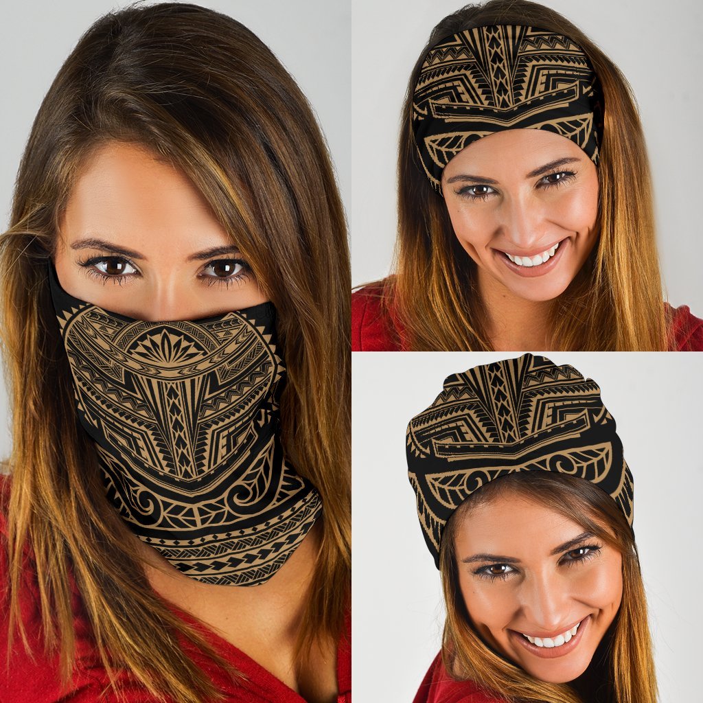 Hawaiian Kanaka Map Bandana 3 - Pack Attack Warrior Gold One Size Gold - Polynesian Pride