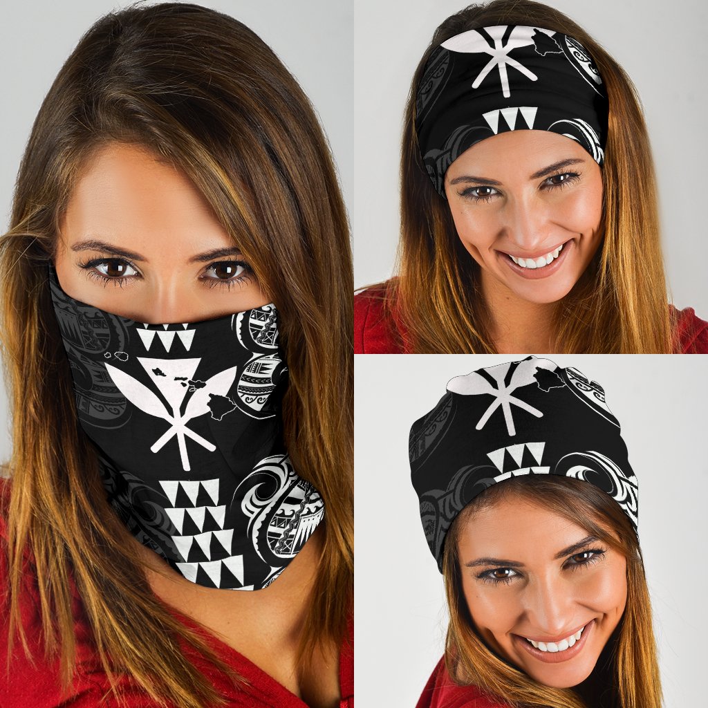 Hawaii Kanaka Kakau Polynesia Bandana 3 - Pack - White One Size Black - Polynesian Pride