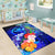 Polynesian Hawaii Custom Personalised Area Rugs - Kanaka Maoli Humpback Whale with Tropical Flowers (Blue) - Polynesian Pride