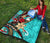 Polynesian Premium Quilt - Tribal Flower With Special Turtles Blue Color - Polynesian Pride