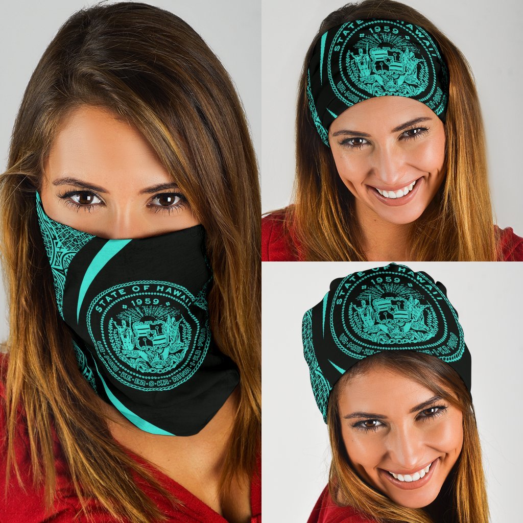 Hawaiian Bandana Coat Of Arm Polynesian Bandana 3-Pack - Circle Style Turquoise Turquosie One Size - Polynesian Pride