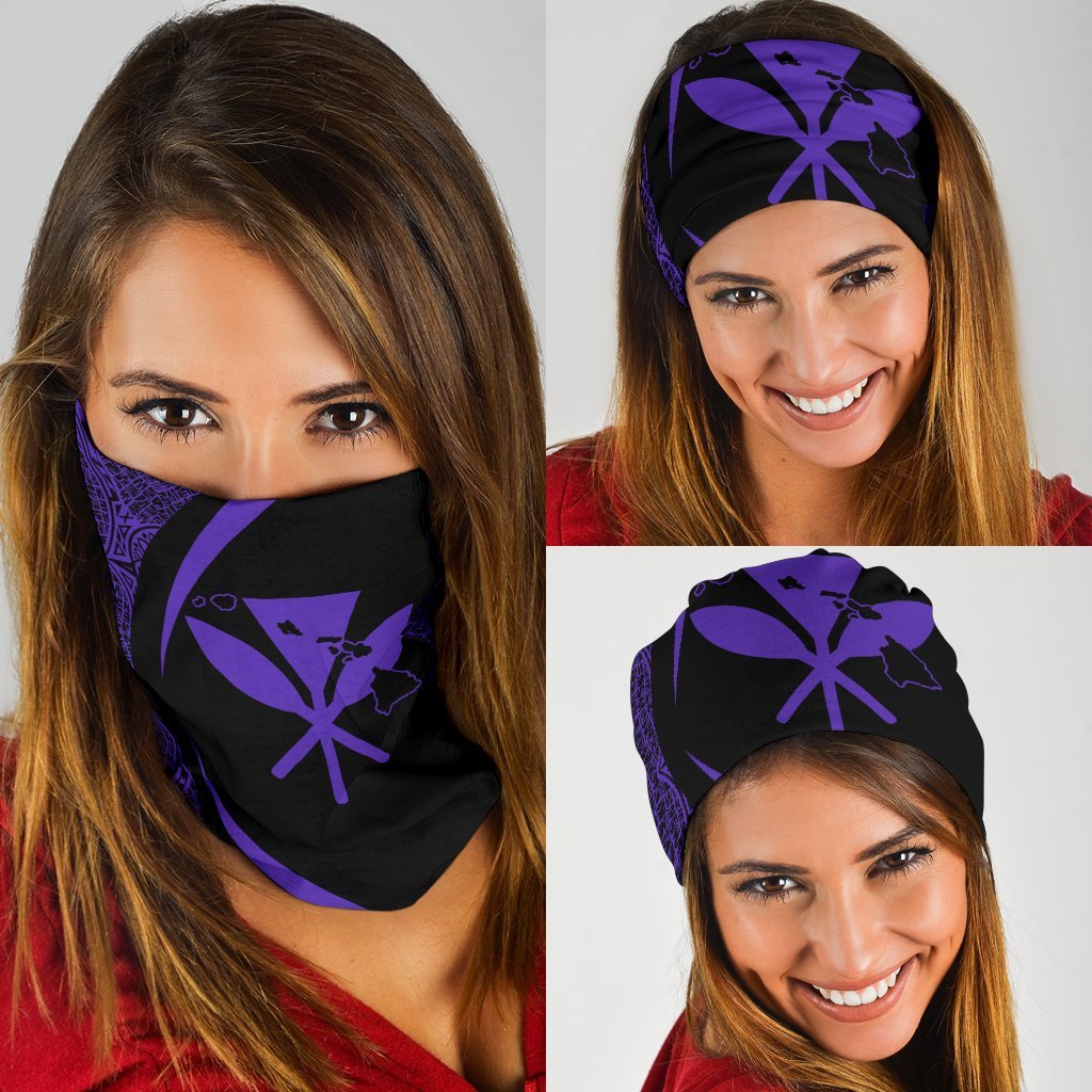 Hawaiian Bandana Kanaka Polynesian Bandana 3-Pack - Circle Style Purple Purple One Size - Polynesian Pride