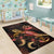 Vanuatu Polynesian Area Rugs - Turtle With Blooming Hibiscus Gold - Polynesian Pride