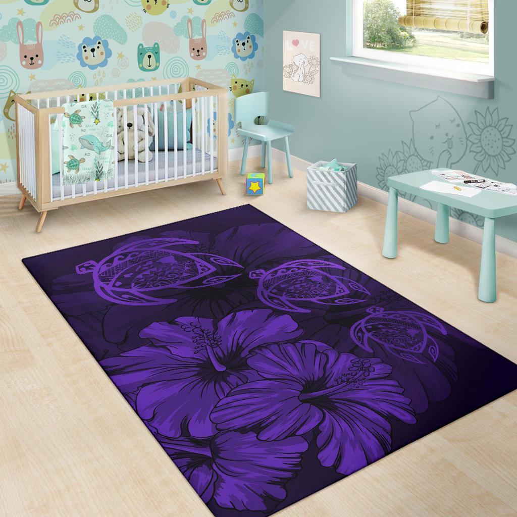 Hawaiian Map Hibiscus Flowers Vintage Polynesian Rug AH - Polynesian Pride