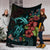 Polynesian Premium Blanket Turtle And Shark - Hibiscus Turquoise - Polynesian Pride