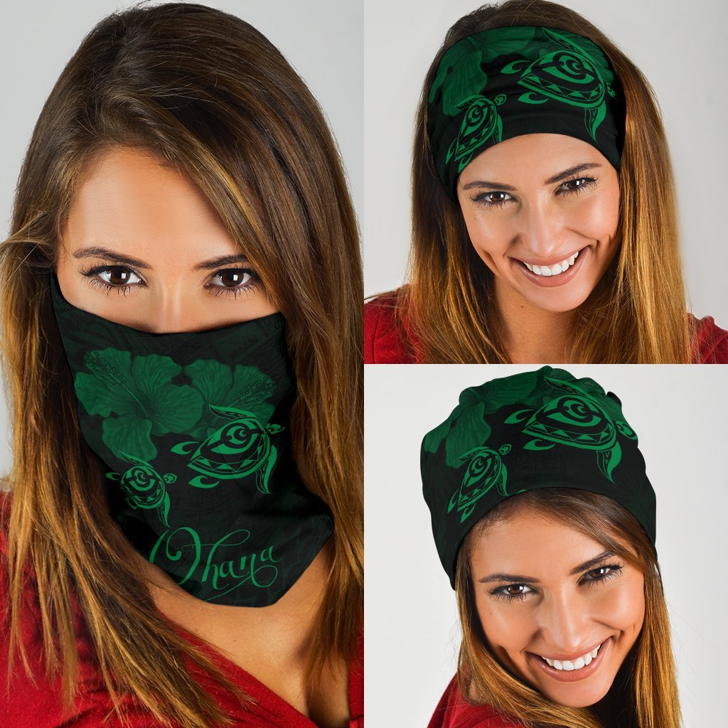 Hawaii Turtle Ohana Hibiscus Polynesian Bandana 3-Pack - Unique Style Green Green One Size - Polynesian Pride