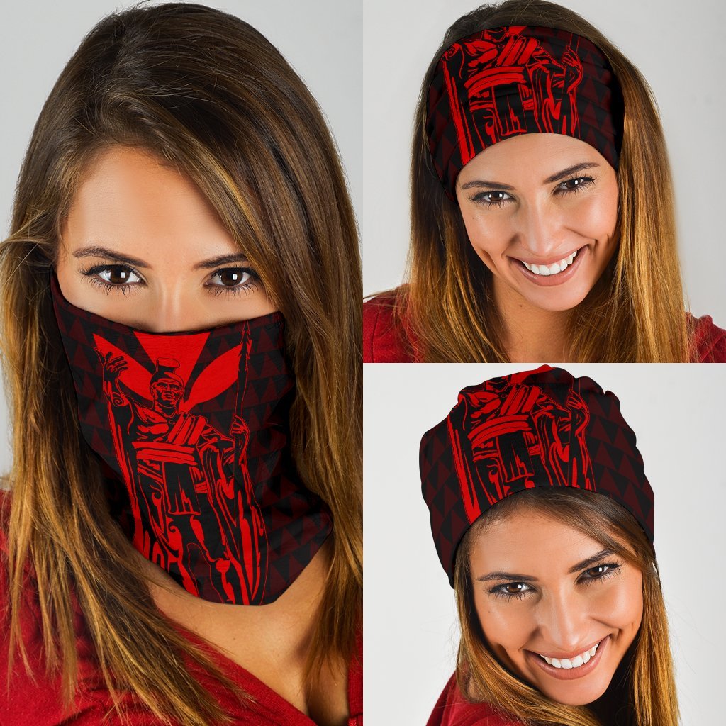 Hawaii King Kanaka Kakau Bandana 3 - Pack - Red One Size Red - Polynesian Pride