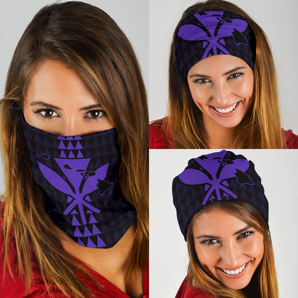 Hawaii Kanaka Map Kakau Bandana 3 - Pack - Purple One Size Purple - Polynesian Pride