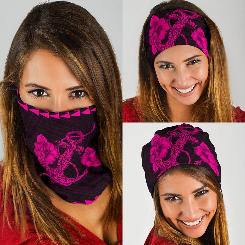 Hawaii Kakau Polynesian Anchor Bandana 3 - Pack - Pink Pink One Size - Polynesian Pride