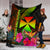 Wallis and Futuna Polynesian Premium Blanket - Hibiscus and Banana Leaves - Polynesian Pride