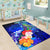 American Samoa Polynesian Area Rug - Humpback Whale with Tropical Flowers (Blue) - Polynesian Pride