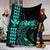 Hawaii Map Kanaka Polynesian Hula Girl Premium Blanket - Turquoise - Polynesian Pride