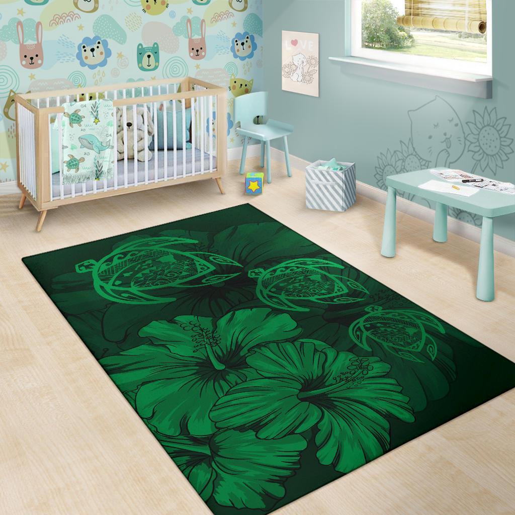 Hawaiian Map Hibiscus Flowers Vintage Polynesian Rug AH - Polynesian Pride