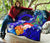 CNMI Premium Quilt - Humpback Whale with Tropical Flowers (Blue) - Polynesian Pride