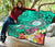 Hawaii Polynesian Premium Quilt - Hawaii Seal With Turtle Plumeria (Turquoise) - Polynesian Pride