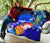 Polynesian Hawaii Custom Personalised Premium Quilt - Humpback Whale with Tropical Flowers (Blue) - Polynesian Pride