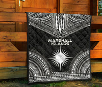 Marshall Islands Premium Quilt - Marshall Islands Flag Polynesian Chief Black Version - Polynesian Pride