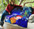 Samoa Premium Quilt - Humpback Whale with Tropical Flowers (Blue) - Polynesian Pride