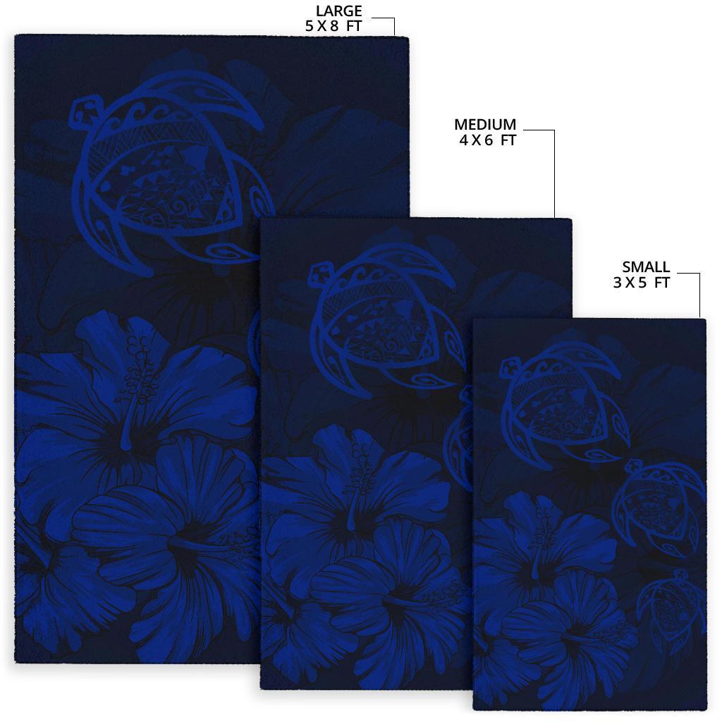 Hawaiian Map Hibiscus Flowers Vintage Polynesian Rug AH - Polynesian Pride
