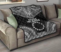 Cook Islands Premium Quilt - Cook Islands Flag Polynesian Chief Black Version - Polynesian Pride