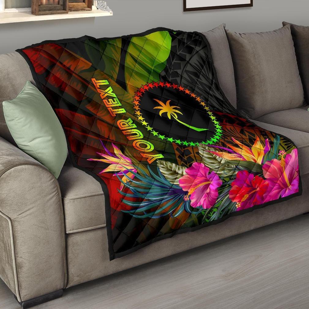 Chuuk Polynesian Personalised Premium Quilt - Hibiscus and Banana Leaves - Polynesian Pride