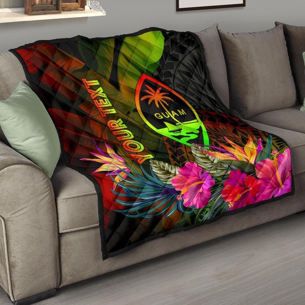 Guam Polynesian Personalised Premium Quilt - Hibiscus and Banana Leaves - Polynesian Pride