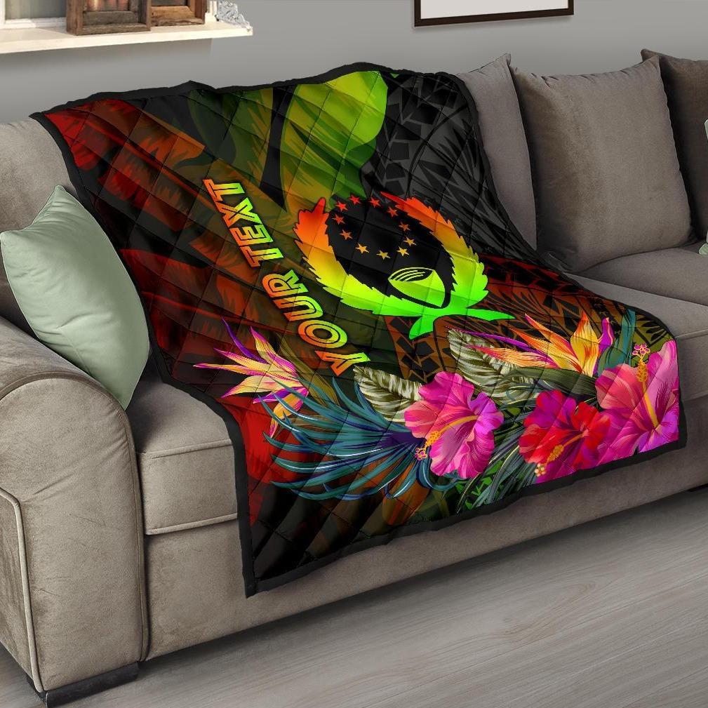 Pohnpei Polynesian Personalised Premium Quilt - Hibiscus and Banana Leaves - Polynesian Pride