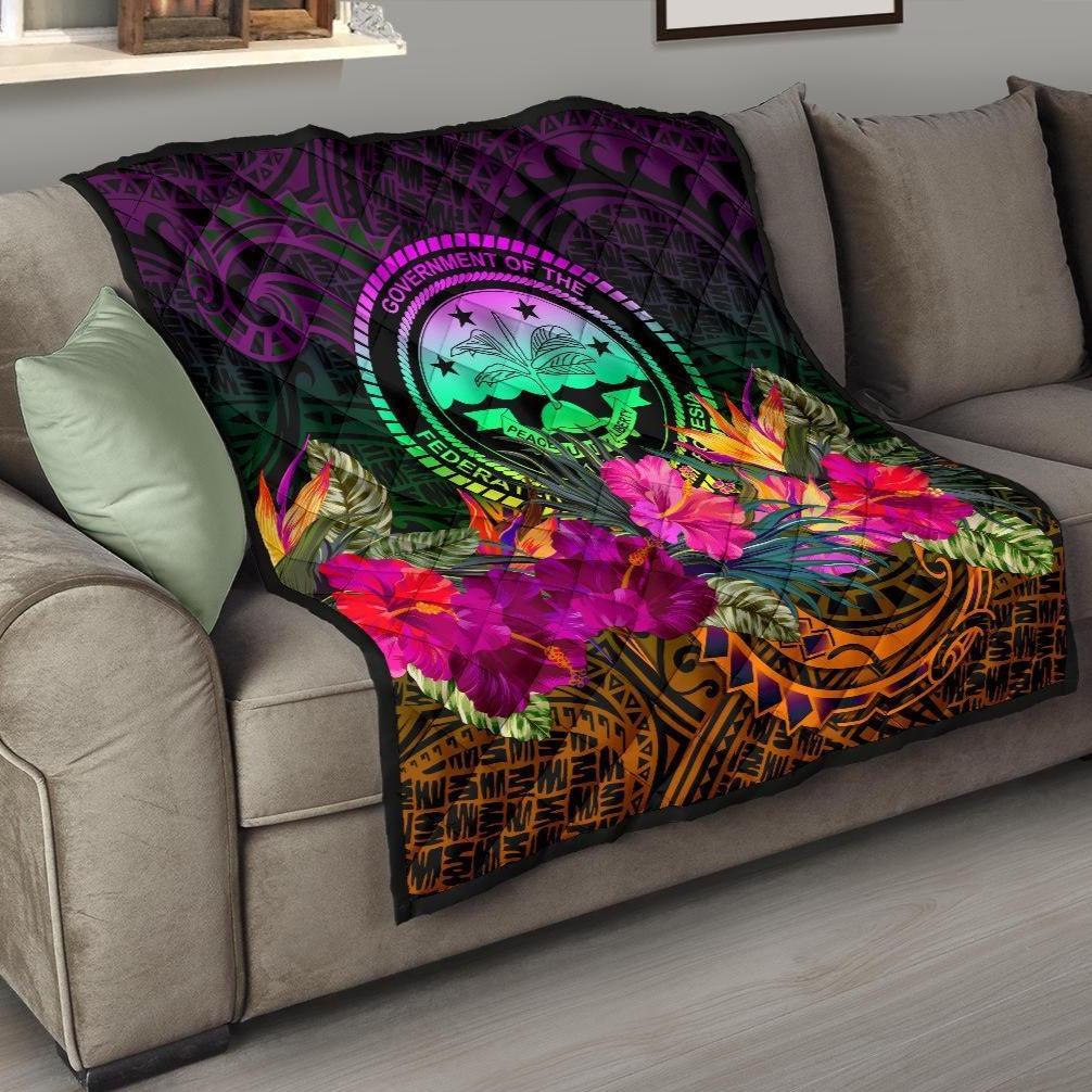 Federated States of Micronesia Premium Quilt - Summer Hibiscus - Polynesian Pride