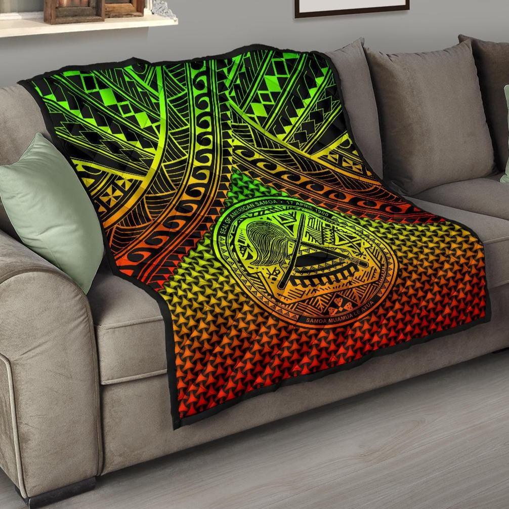 Polynesian American Samoa Premium Quilt - Reggae Vintage Polynesian Patterns Reggae - Polynesian Pride