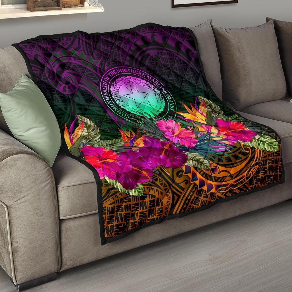 Northern Mariana Islands Polynesian Premium Quilt - Summer Hibiscus - Polynesian Pride