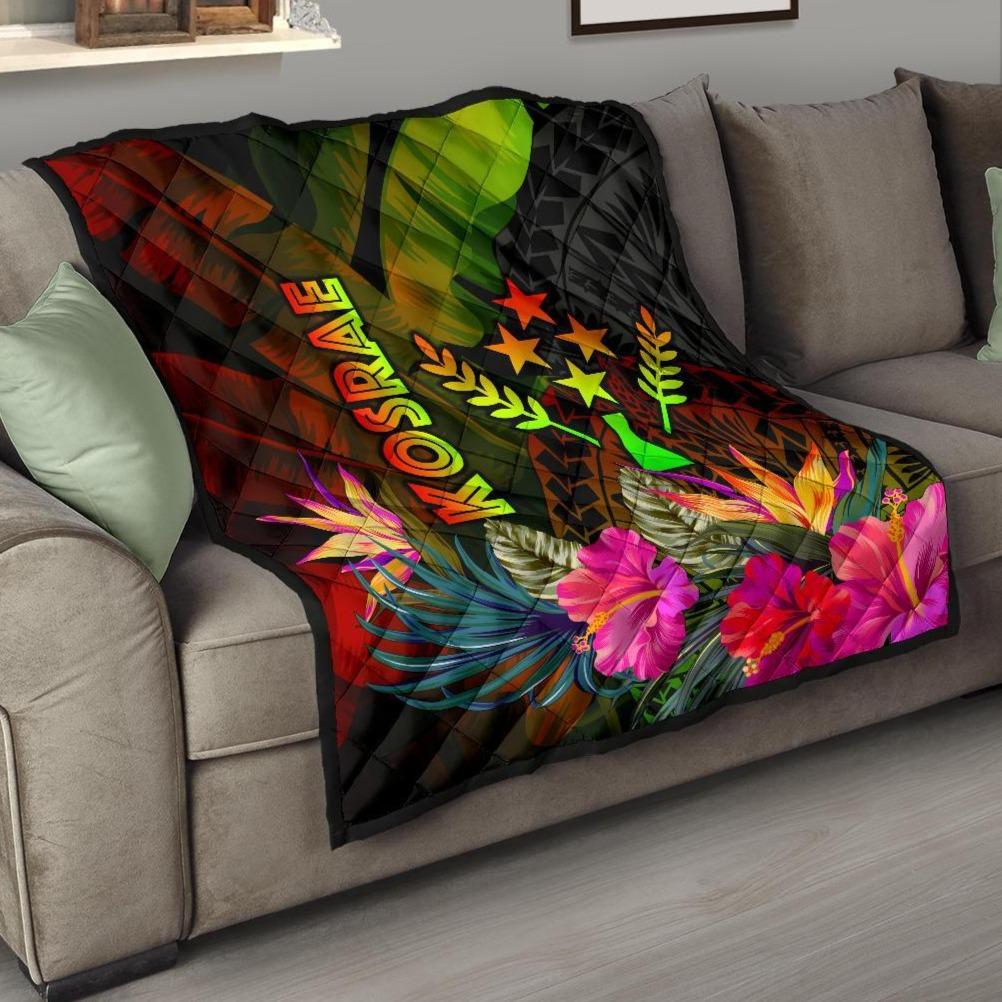 Kosrae Polynesian Premium Quilt - Hibiscus and Banana Leaves - Polynesian Pride