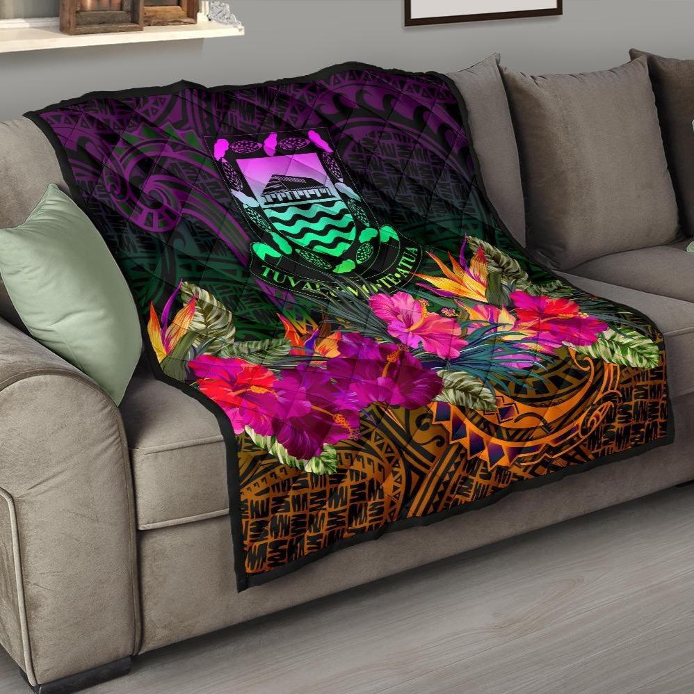 Tuvalu Premium Quilt - Summer Hibiscus - Polynesian Pride