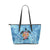 Personalized - Hawaii Turtle Hibiscus Plumeria Blue Small Leather Tote Bag Blue - Polynesian Pride