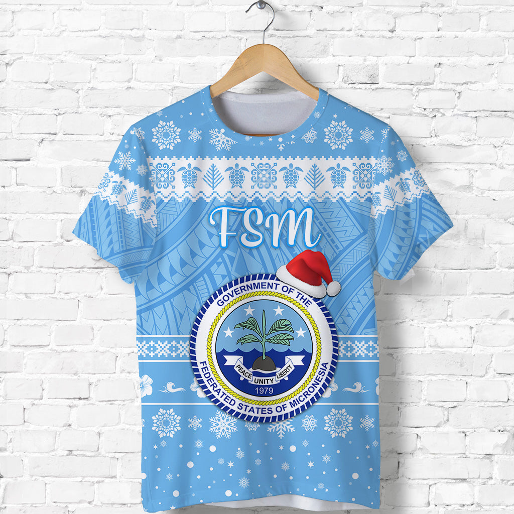 Federated States of Micronesia Christmas T Shirt Simple Style FSM Seal LT8 - Polynesian Pride