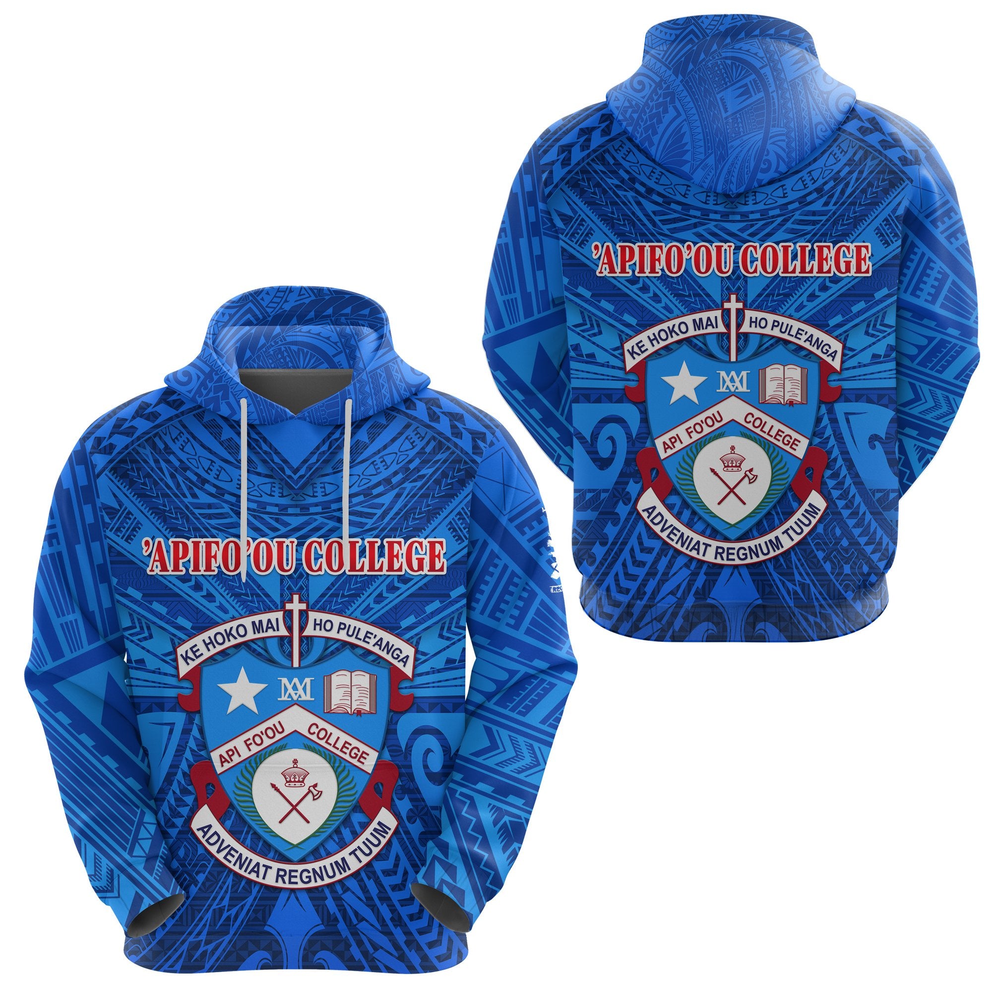 Kolisi Apifoou College Tonga Hoodie Full Blue Unisex Blue - Polynesian Pride