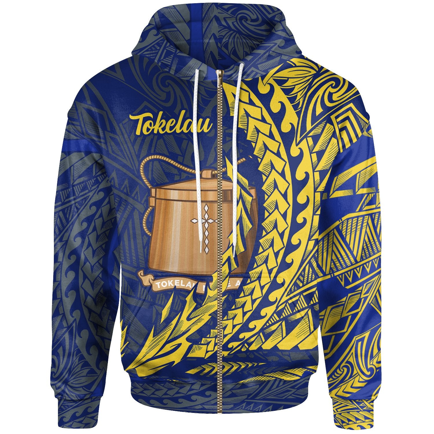 Tokelau Zip Hoodie Wings Style Unisex Blue - Polynesian Pride