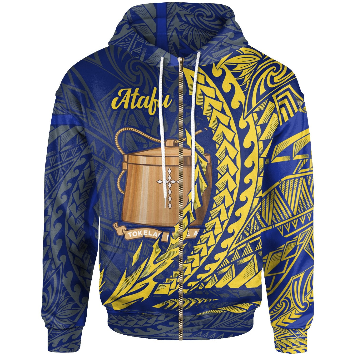 Tokelau Zip Hoodie Atafu Wings Style Unisex Blue - Polynesian Pride