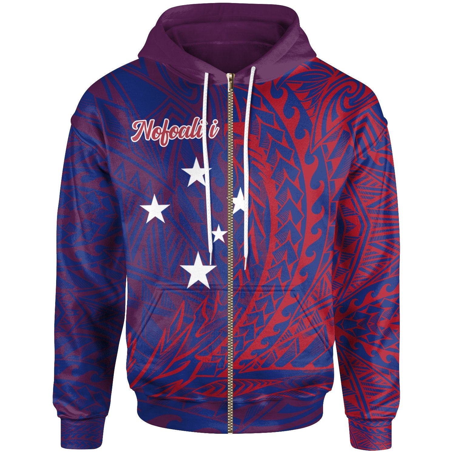 Samoa Zip Hoodie Nofoalii Wings Style Unisex Blue - Polynesian Pride