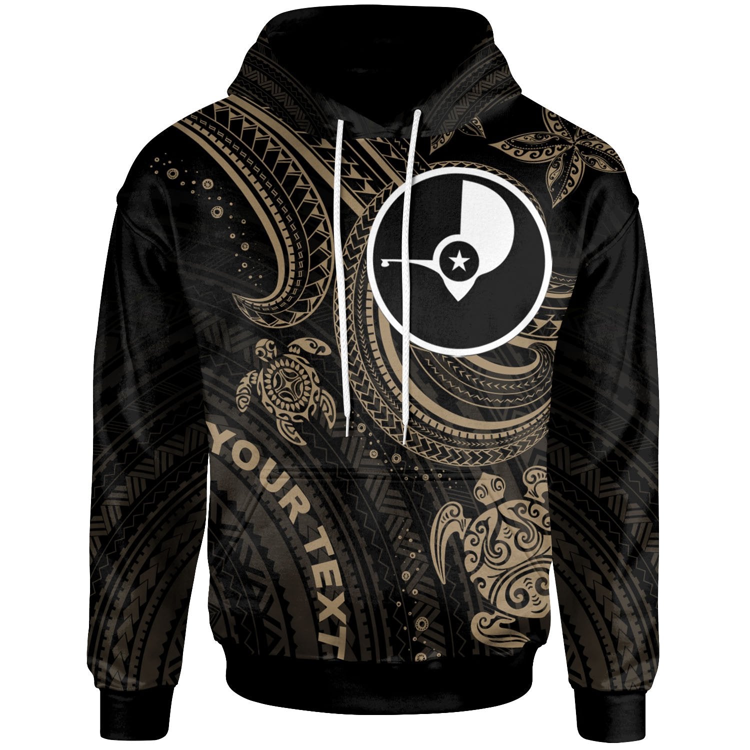 Yap Custom Hoodie Gold Turtle Unisex Gold - Polynesian Pride