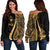 Guam Custom Personalised Women's Off Shoulder Sweater - Gold Polynesian Tentacle Tribal Pattern Gold - Polynesian Pride