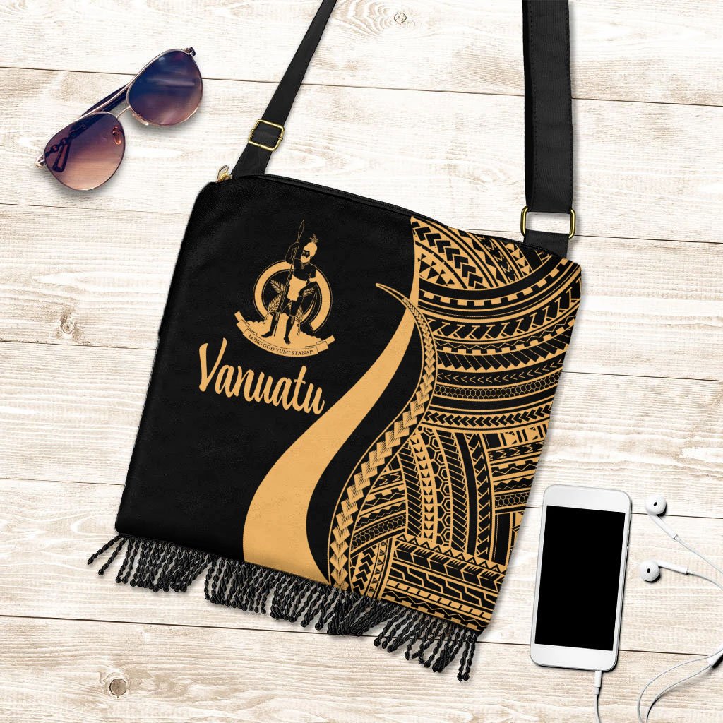 Vanuatu Boho Handbag - Gold Polynesian Tentacle Tribal Pattern Boho Handbag One Size Gold - Polynesian Pride