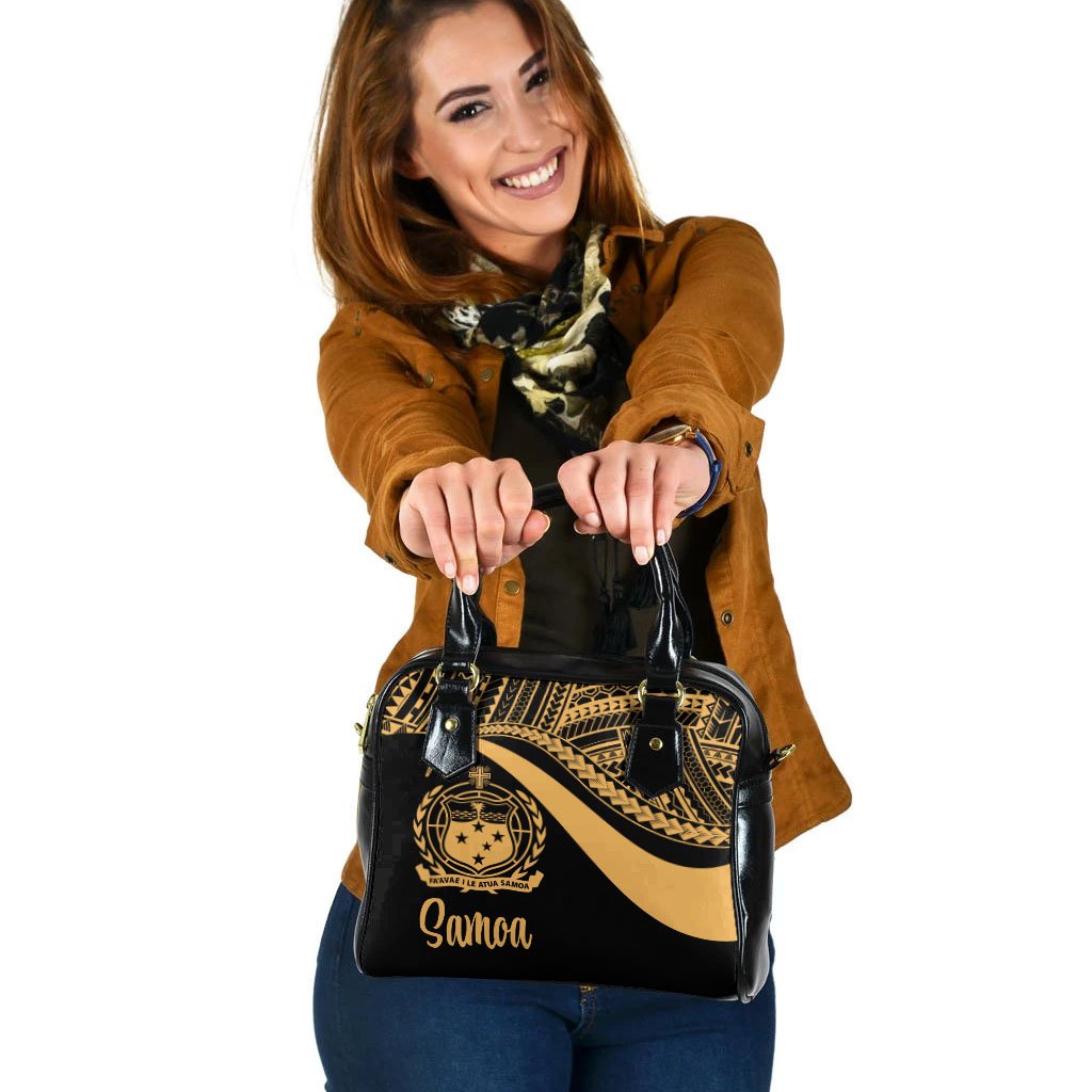 Samoa Shoulder Handbag - Gold Polynesian Tentacle Tribal Pattern One Size Gold - Polynesian Pride