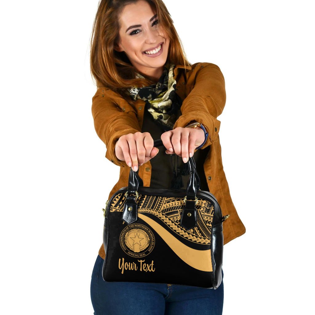 Northern Mariana Islands Custom Personalised Shoulder Handbag - Gold Polynesian Tentacle Tribal Pattern One Size Gold - Polynesian Pride