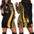 Yap Women's Hoodie Dress - Gold Polynesian Tentacle Tribal Pattern Gold - Polynesian Pride