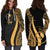 Yap Women's Hoodie Dress - Gold Polynesian Tentacle Tribal Pattern - Polynesian Pride