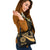 American Samoa Custom Personalised Shoulder Handbag - Gold Polynesian Tentacle Tribal Pattern - Polynesian Pride