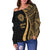 American Samoa Women's Off Shoulder Sweater - Gold Polynesian Tentacle Tribal Pattern - Polynesian Pride